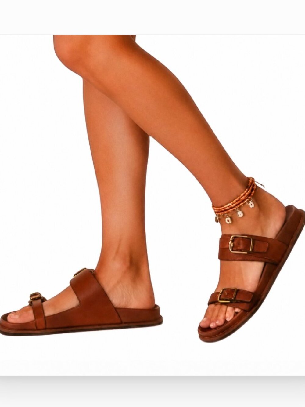 JASON WU Sandals Rhonda Double Gold Buckle Slide 8
